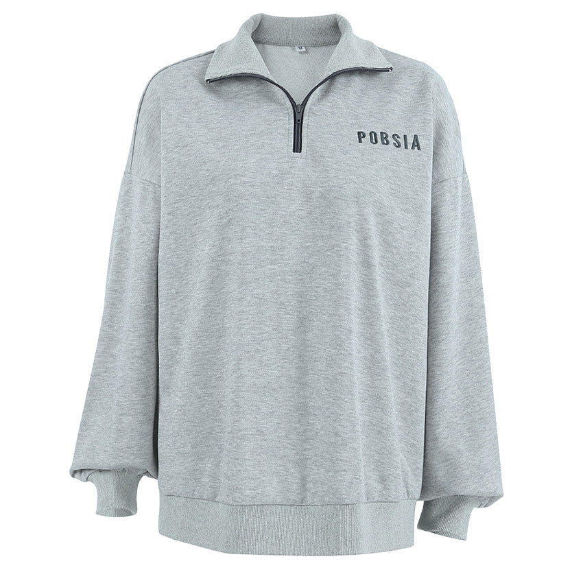 Dame Sweatshirt med halv lynlås og voluminøse ærmer Stilla