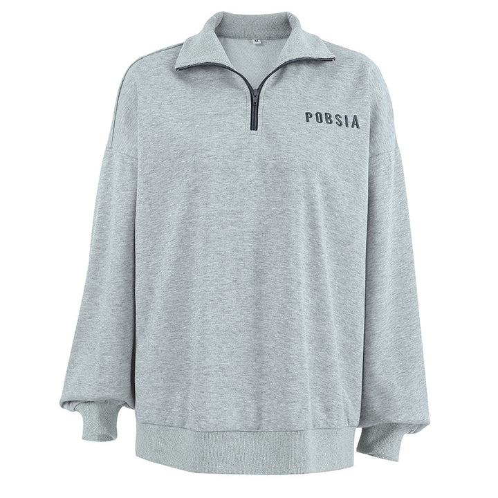 Dame Sweatshirt med halv lynlås og voluminøse ærmer Stilla