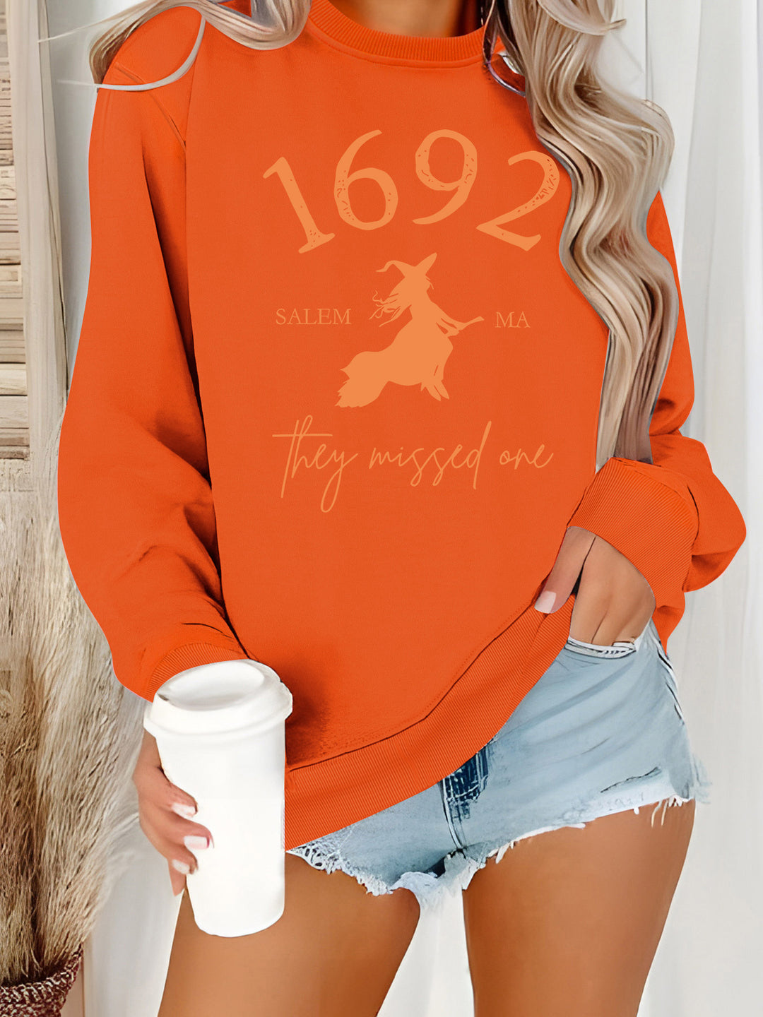 Kvinders sweatshirt med kreativ heksedesign og behagelig pasform Stilla