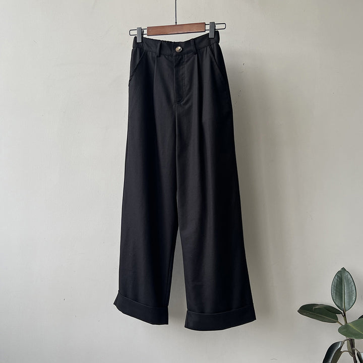 Dame bred Culotte-bukser med høj talje og elegante plissé-detaljer Stilla