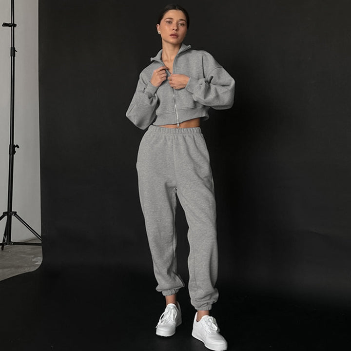 Dame Sporty Lounge-sæt med cropped top og elastiske bukser Stilla