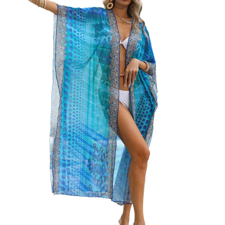 Dame luftig strandkimono med elegant mønster Skovae