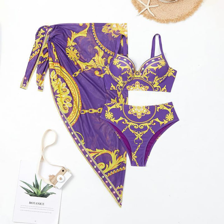 Dame Bikini-top med elegant polstret design og afslappet indpakningsskørt Stilla