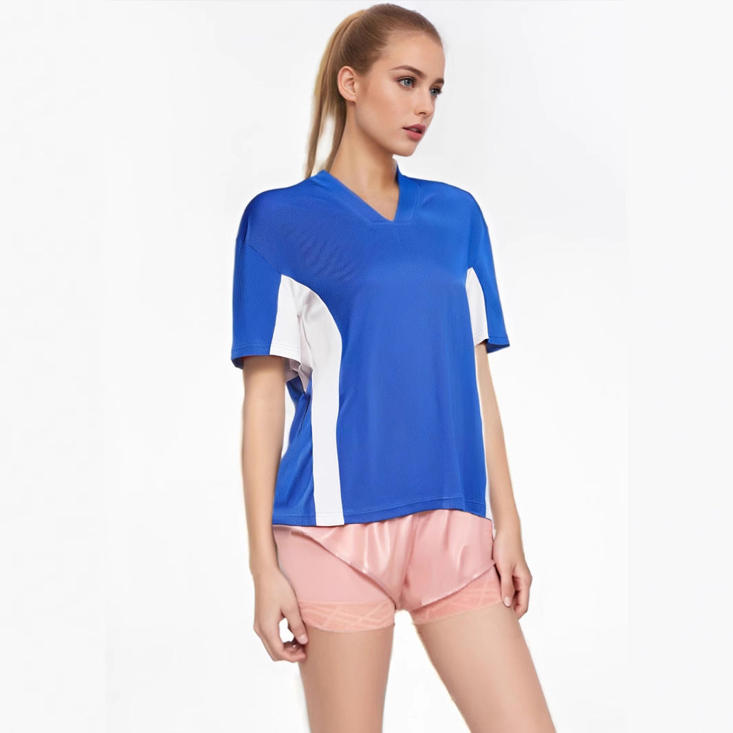 Dame Sport T-shirt med V-hals og kontrastdetaljer Stilla
