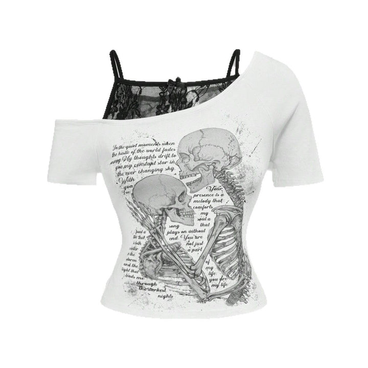 Dame Raffineret grafisk T-shirt med spidsunderlag Skovae