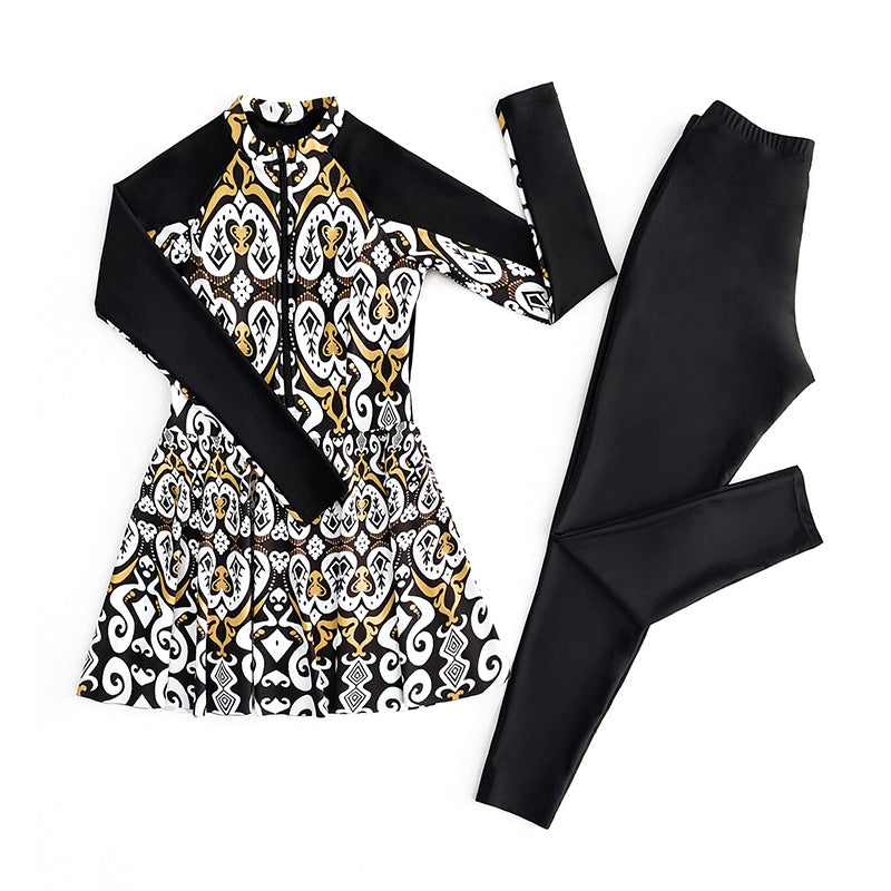 Dame Sporty Swimwear med elegant skørt og lange ærmer Skovae