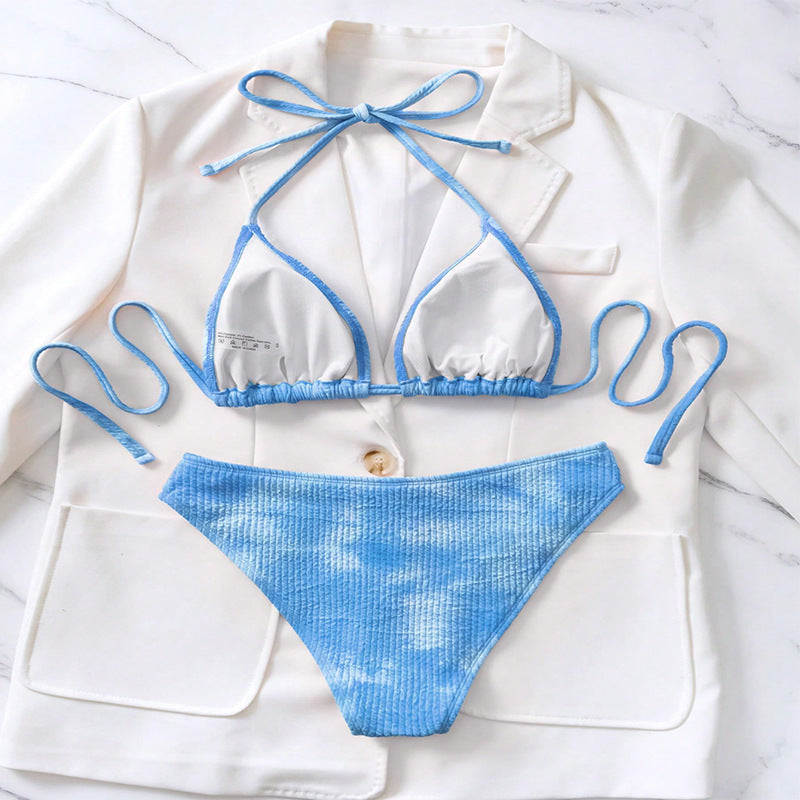 Dame Triangel-Bikini med struktureret stof og justerbare stropper Skovae