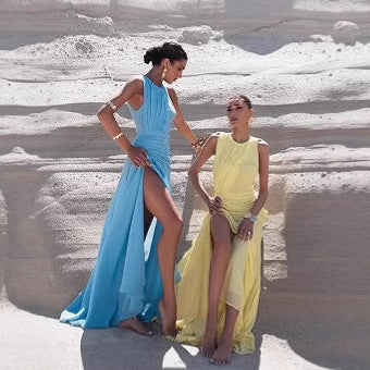 Femme High-Slit Chiffon Aftenkjole Stilla