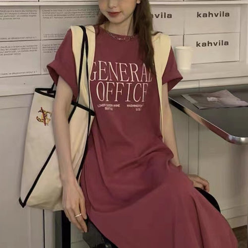 Kvinders Casual T-Shirt Kjole med Kreativ Slogan Skovae