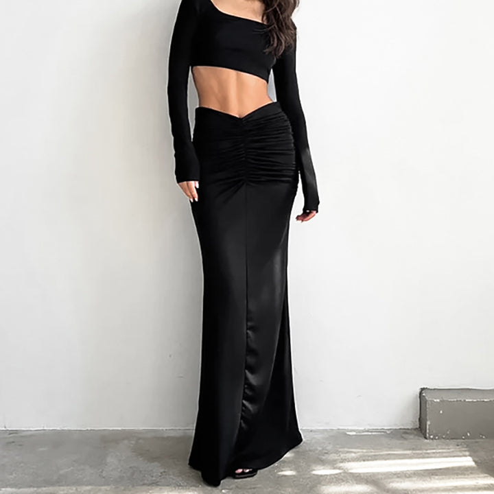 Dame Figursyet Sæt bestående af Crop Top og Maxikjole Stilla