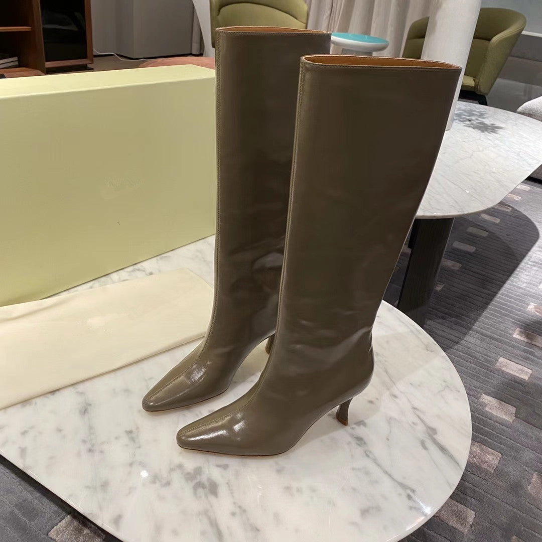Dame elegante over-knæet stiletto-støvler med enkelt design Stilla