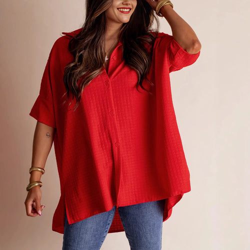 Dame Oversized Skjorte med struktureret stof med lommer Stilla