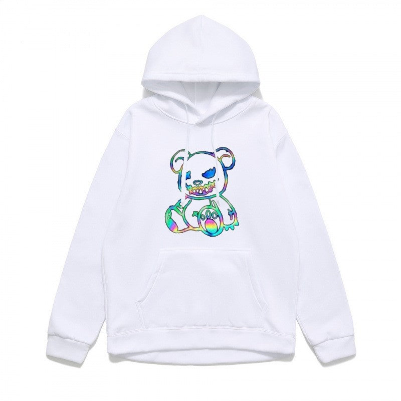 Dame hoodie sweatshirt med sejt bjørnemotiv og komfortabel pasform Skovae