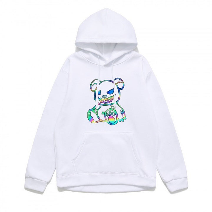 Dame hoodie sweatshirt med sejt bjørnemotiv og komfortabel pasform Skovae