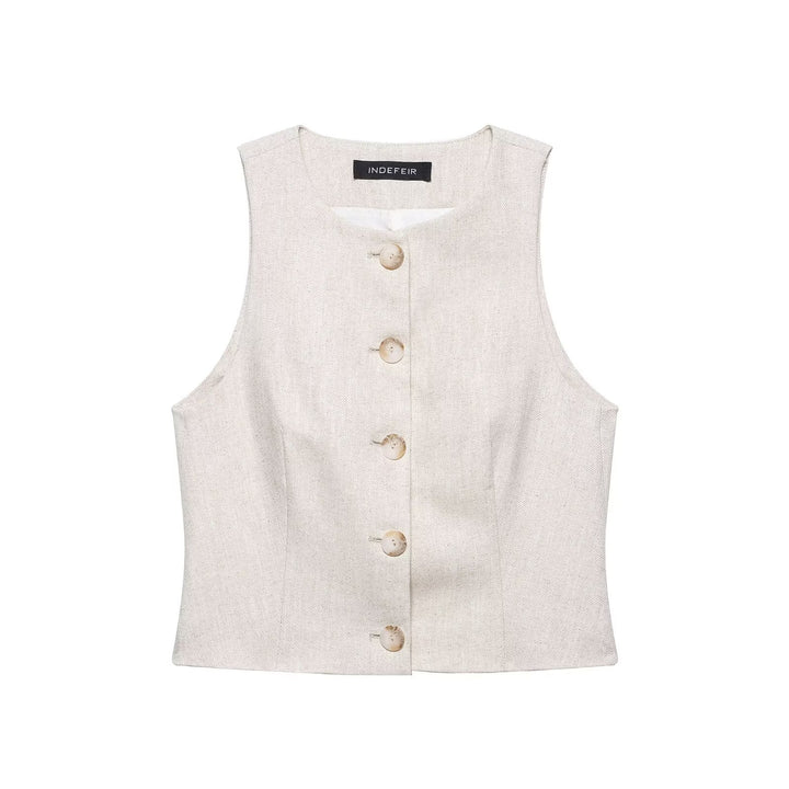 Dame Taljeret Button-Up Crop-Veste Stilla