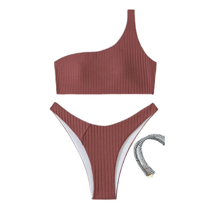 Dame Ribbet Asymmetrisk Bikini Sæt Stilla