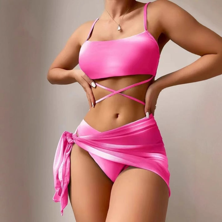 Dame To-delt Bikini Sæt med knyttet Cover-Up Stilla