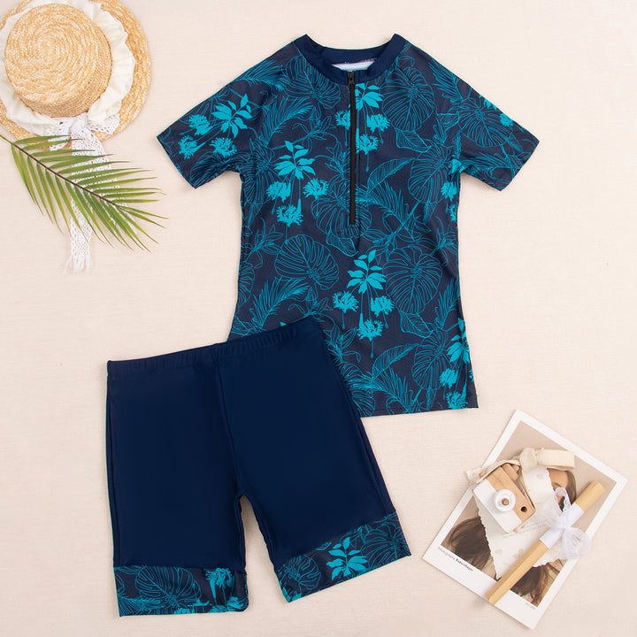 Dame Sporty todelt badesuit med moderne floral design Skovae