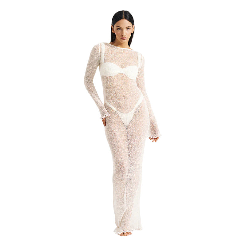 Dame Gennemsigtig Strikbodystocking med lange ærmer Stilla