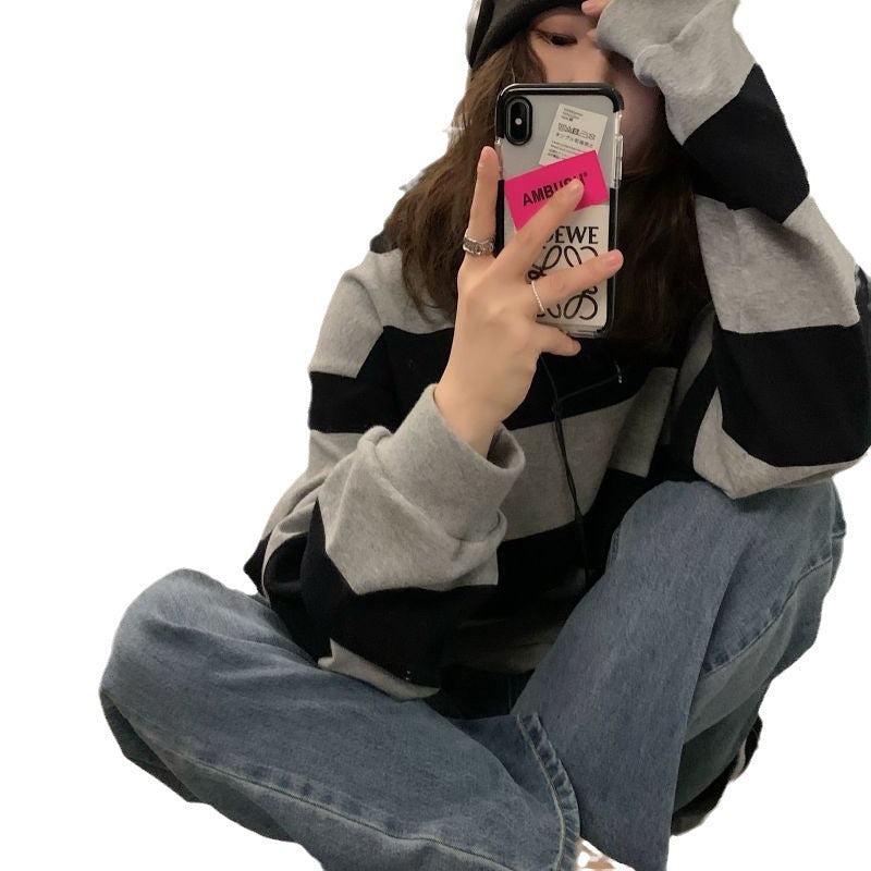 KVINDERS afslappede strikket sweater med brede striber og hyggelig oversized pasform