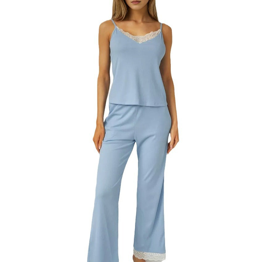 Dame pyjamasæt med blonde accenter Stilla