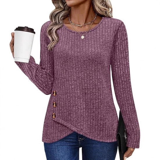 Damer fashionable og casual top med knapdetaljer Stilla