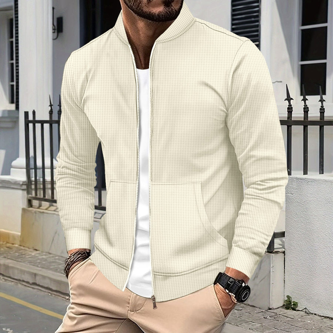 Stilla | Zip Jakke Sporty Pasform Struktureret Stof Ribkanter Forlommer