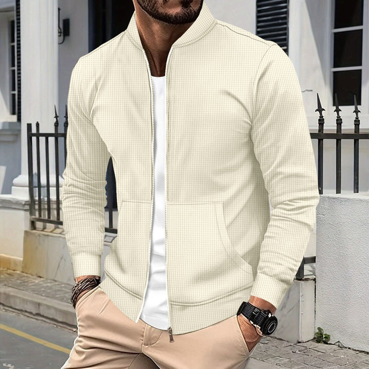 Stilla | Zip Jakke Sporty Pasform Struktureret Stof Ribkanter Forlommer