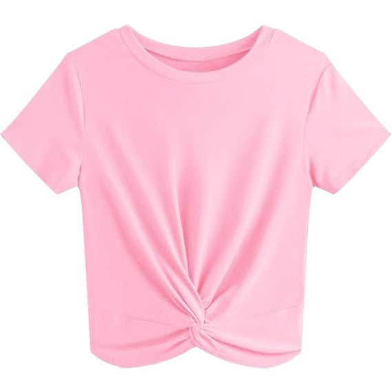 Dame kortærmet T-shirt med knude og elastisk stof Stilla