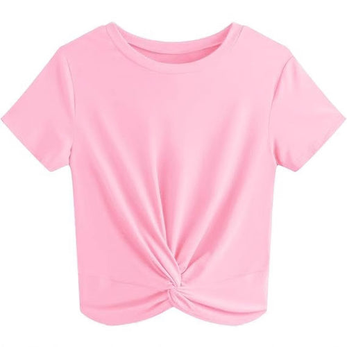 Dame kortærmet T-shirt med knude og elastisk stof Stilla