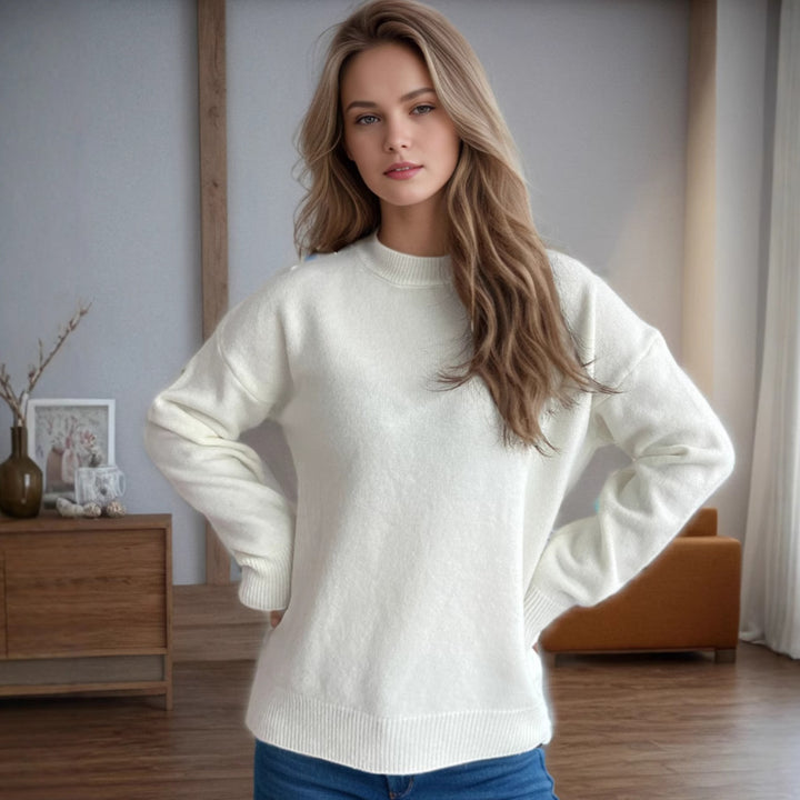 Kvindernes hyggelige strikkede sweater med moderne snit og afslappede detaljer Stilla