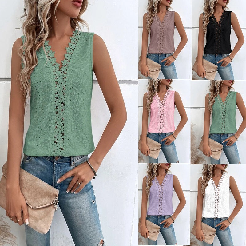 Damebluse med florale hæklede dekorationer Stilla