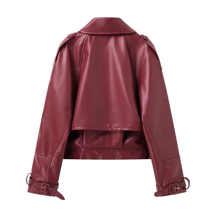 Femme Cropped Kunstlæder Bikerjakke med stilfulde knapdetaljer Stilla
