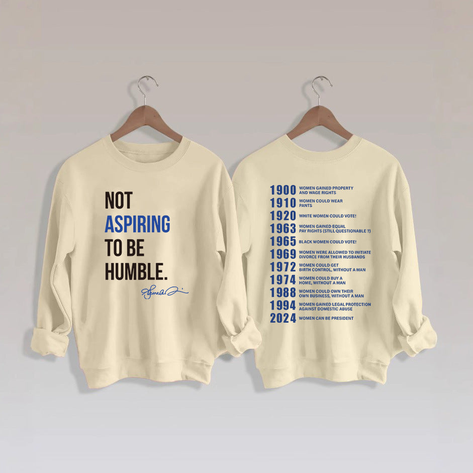 Kvinders sweatshirts med inspirerende tekst og historisk motiv Stilla