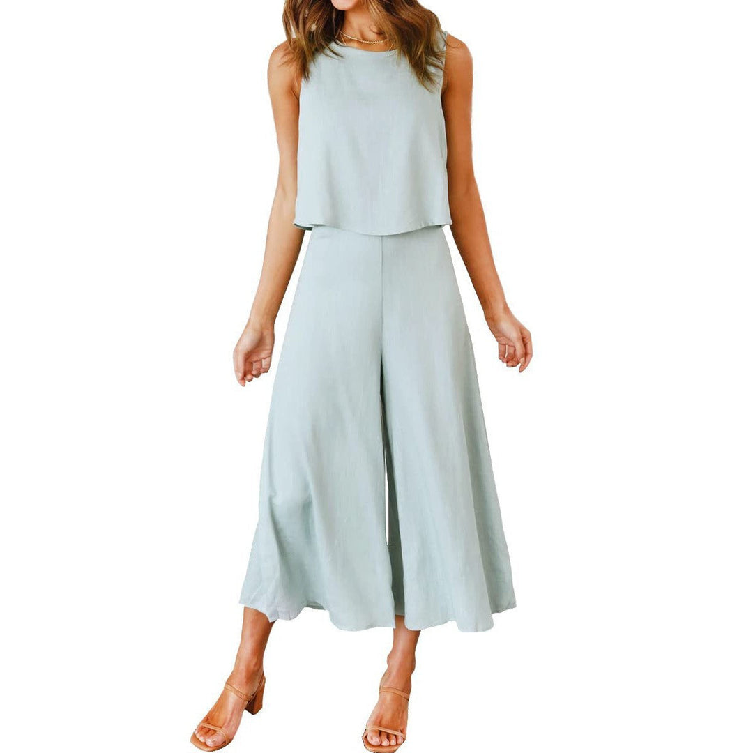 Dame Løs Jumpsuit med Svingende Ben og Ærmeløst Design Skovae