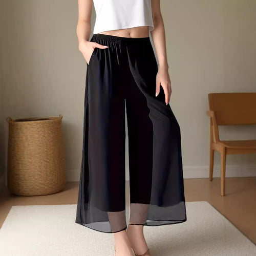 Dame bred, gennemsigtig Culotte i let chiffon med elastisk talje og praktiske lommer Stiila