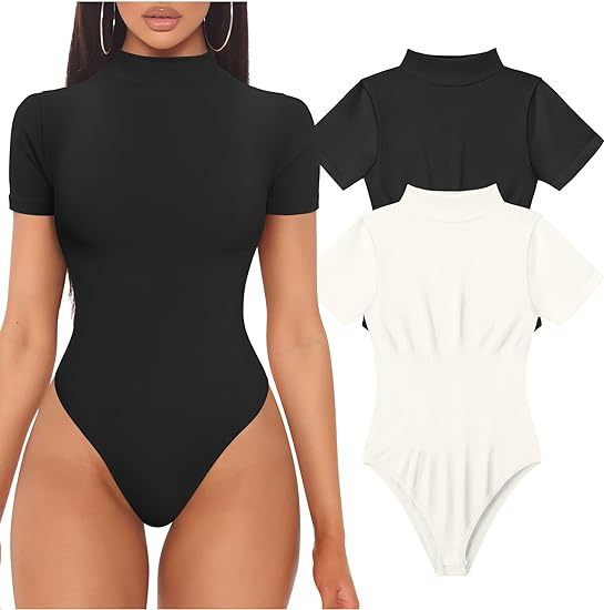 Dame Kortærmet Bodysuit med høj krave Skovae