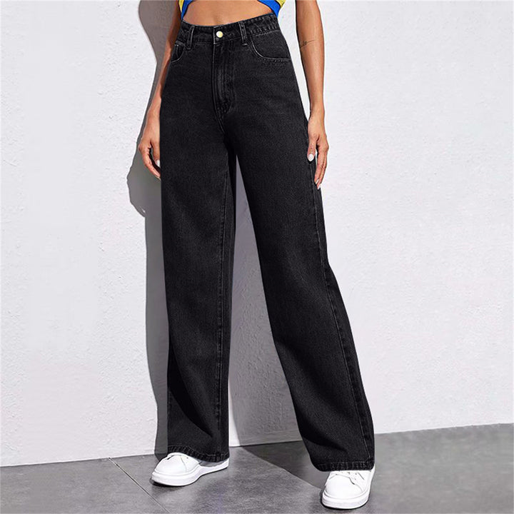 Dame Bred High-Waist Jeans i afslappet snit med elegante detaljer Skovae