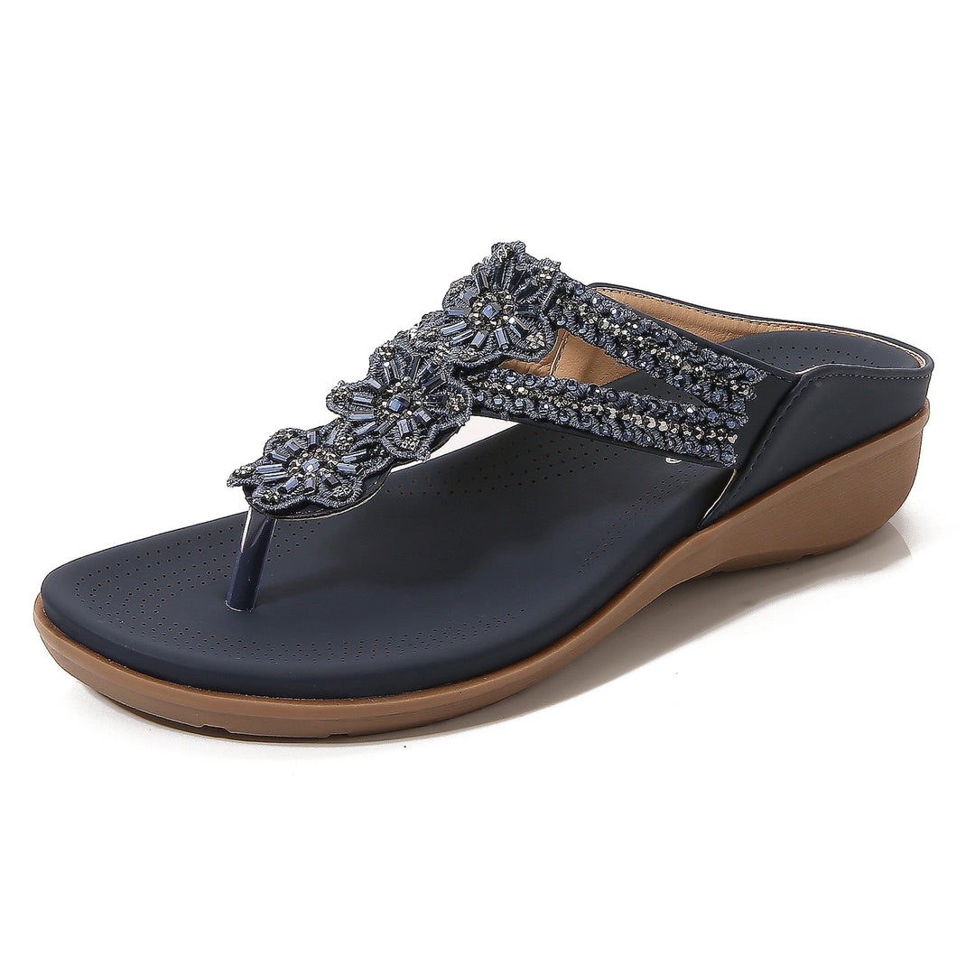 Dame Glamourøse Tåsplit Sandaler med mode Smykke detalje og behagelig Sål Stilla