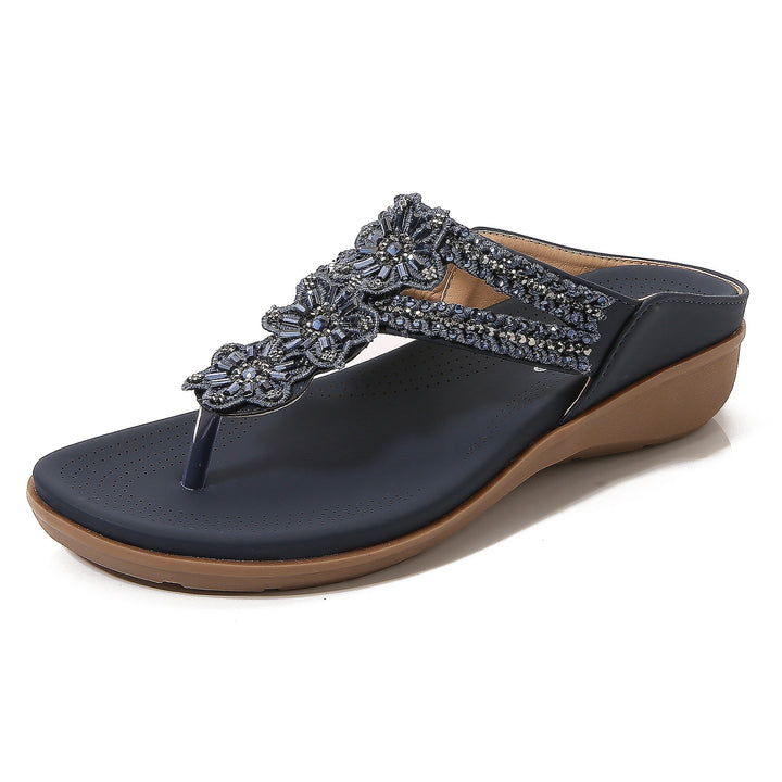 Dame Glamourøse Tåsplit Sandaler med mode Smykke detalje og behagelig Sål Stilla