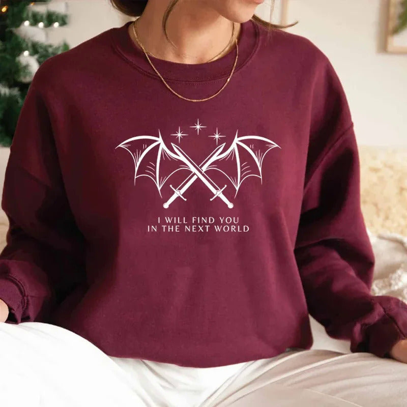 Kvinders sweatshirt med kunstnerisk grafisk design og inspirerende bogstaver Stilla
