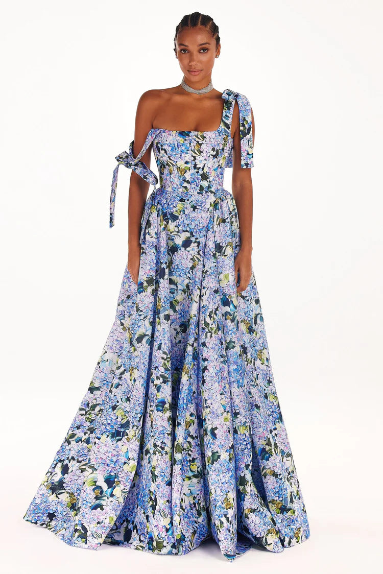 Kvinders elegante maxikjole med off-shoulder stropper og blomstermønster