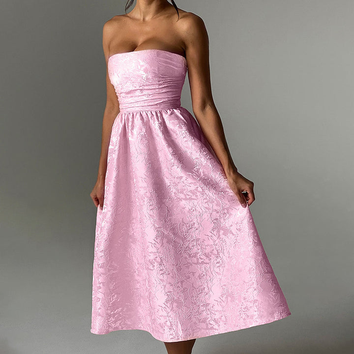 Dame off-shoulder A-line kjole med luksuriøst blomsterdesign Skovae