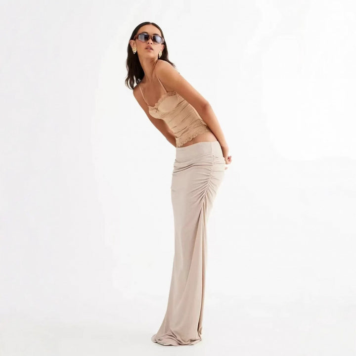 Dame Elegant Rynket Maxi Nederdel Stilla