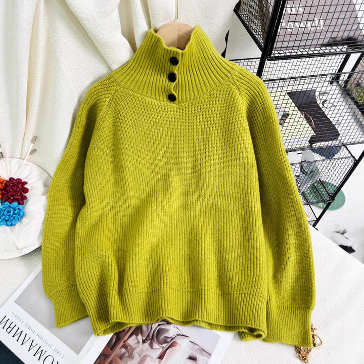 Kvinders varme højhalset sweater lavet af blødt strikket stof Stilla
