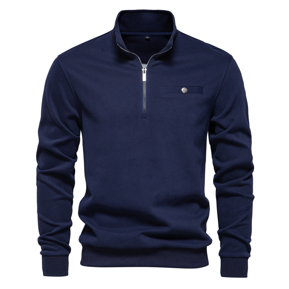 Herrer Fleece Pullover med hochwertig Halvlynlås og praktisk brystlomme Stilla