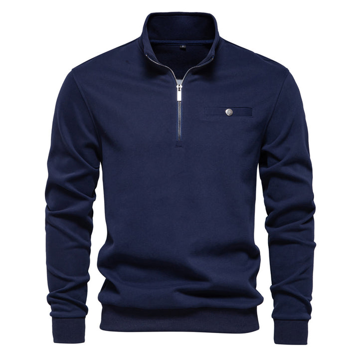 Herrer Fleece Pullover med hochwertig Halvlynlås og praktisk brystlomme Stilla