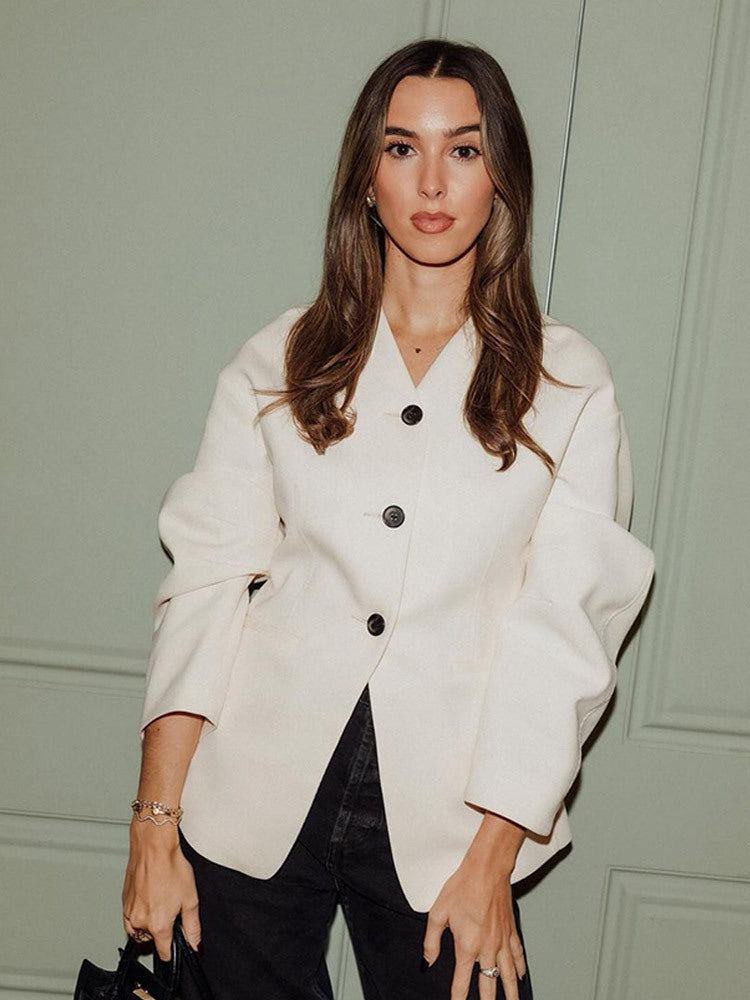 Dame mode blazer med voluminøse ærmer Stilla