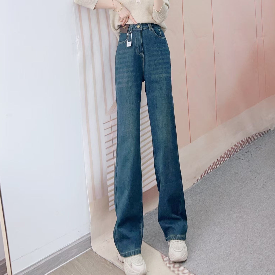 Dame Højtaljede Bred Jeans i Klassisk Stil Stilla