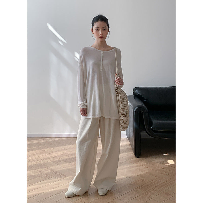 Damer bred High-Waist-joggingbukser med elastisk talje og sidelommer Stilla